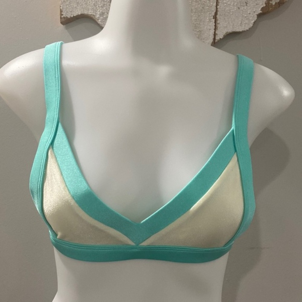 NWOT! Fae Blue and White Bikini Top